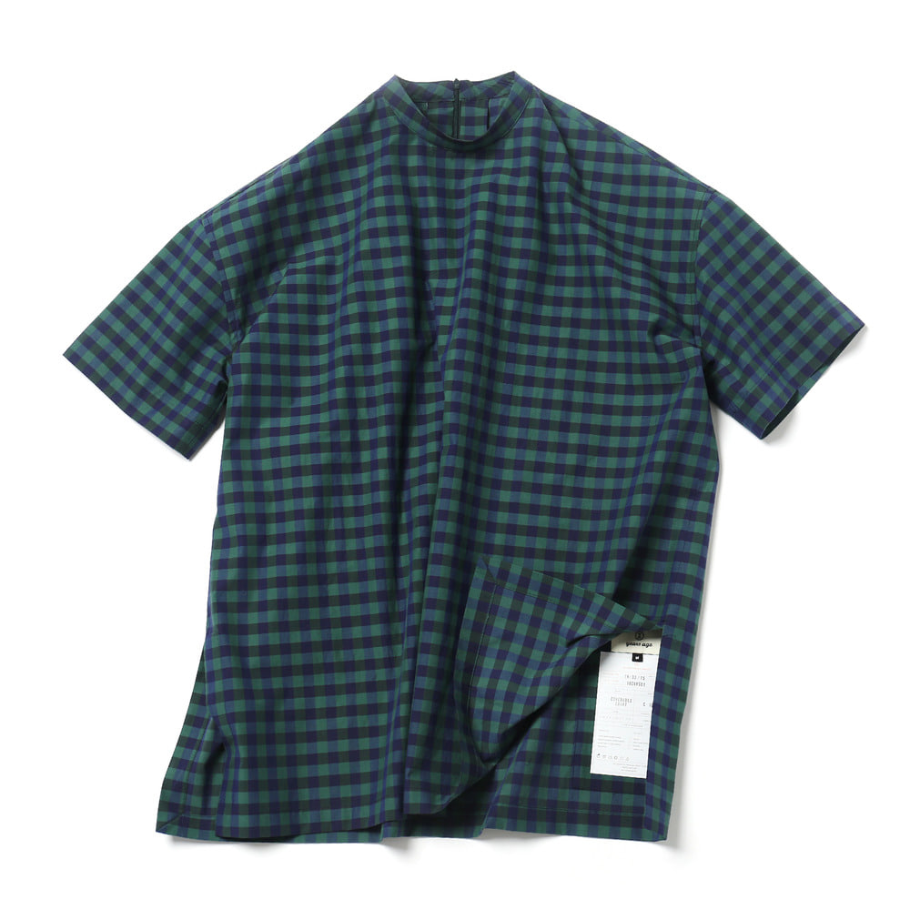 Green Block Check Coverable Tunic Shirts