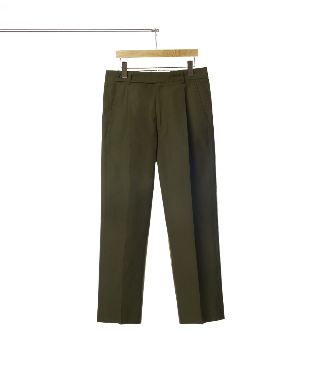 OLIVE 4 SEASONS COTTON ONE TUCK TROUSER