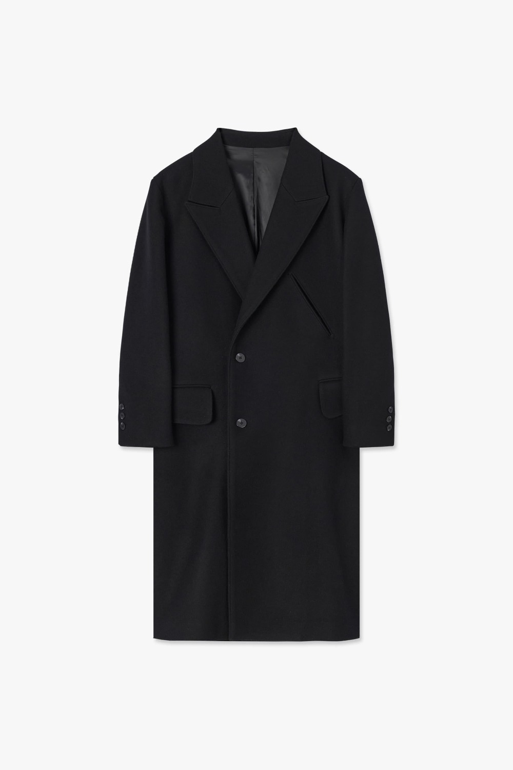 BLACK TIMELEAP DOUBLE BREASTED COAT