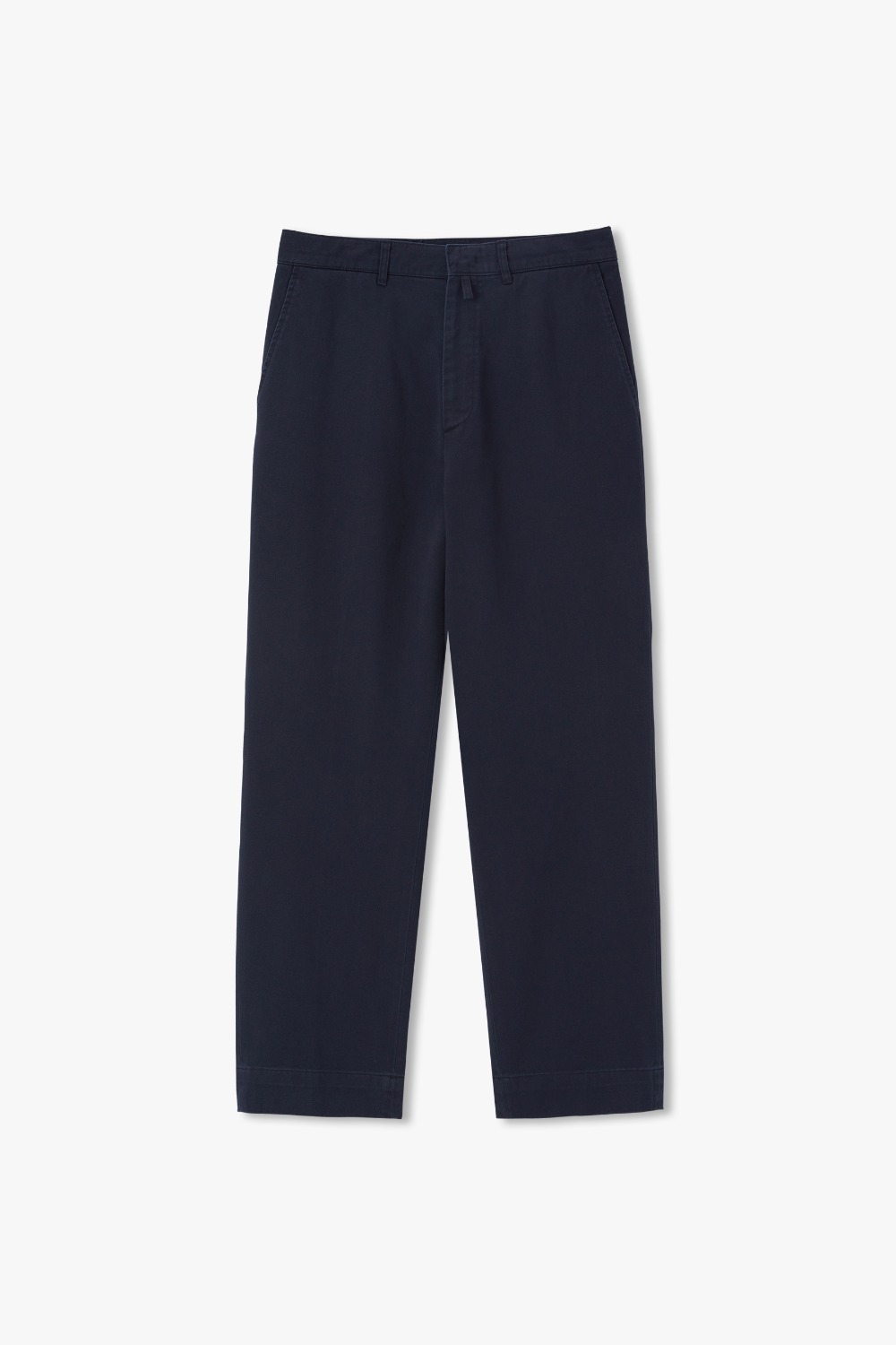 WASHED NAVY R-801 STRAIGHT COTTON DRILL WASHED CHINO PANTS (ECP GARMENT PROCESS)