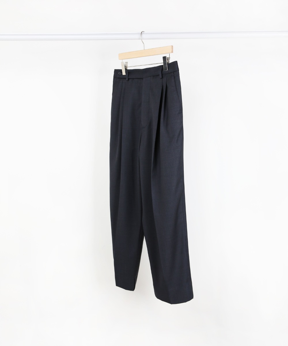 CHARCOAL TWO-TUCK WIDE PANTS