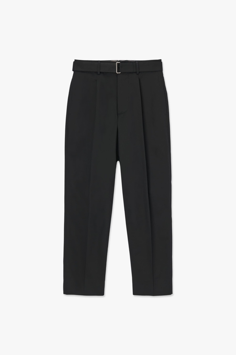 BLACK ONE TUCK COTTON BELTED PANTS 03