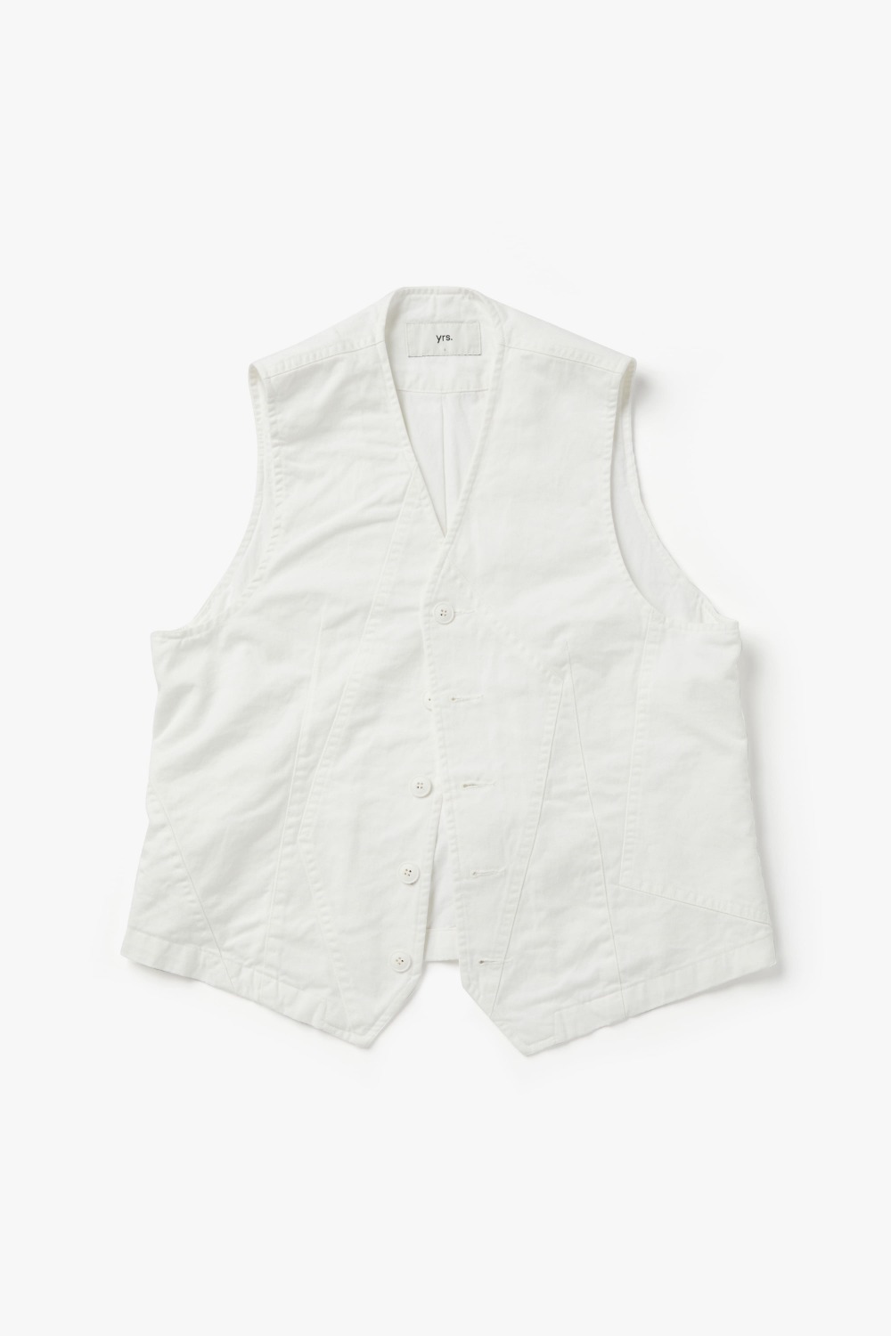WASHED OFF WHITE PATCHWORK WASHED VEST (ECP GARMENT DYED)