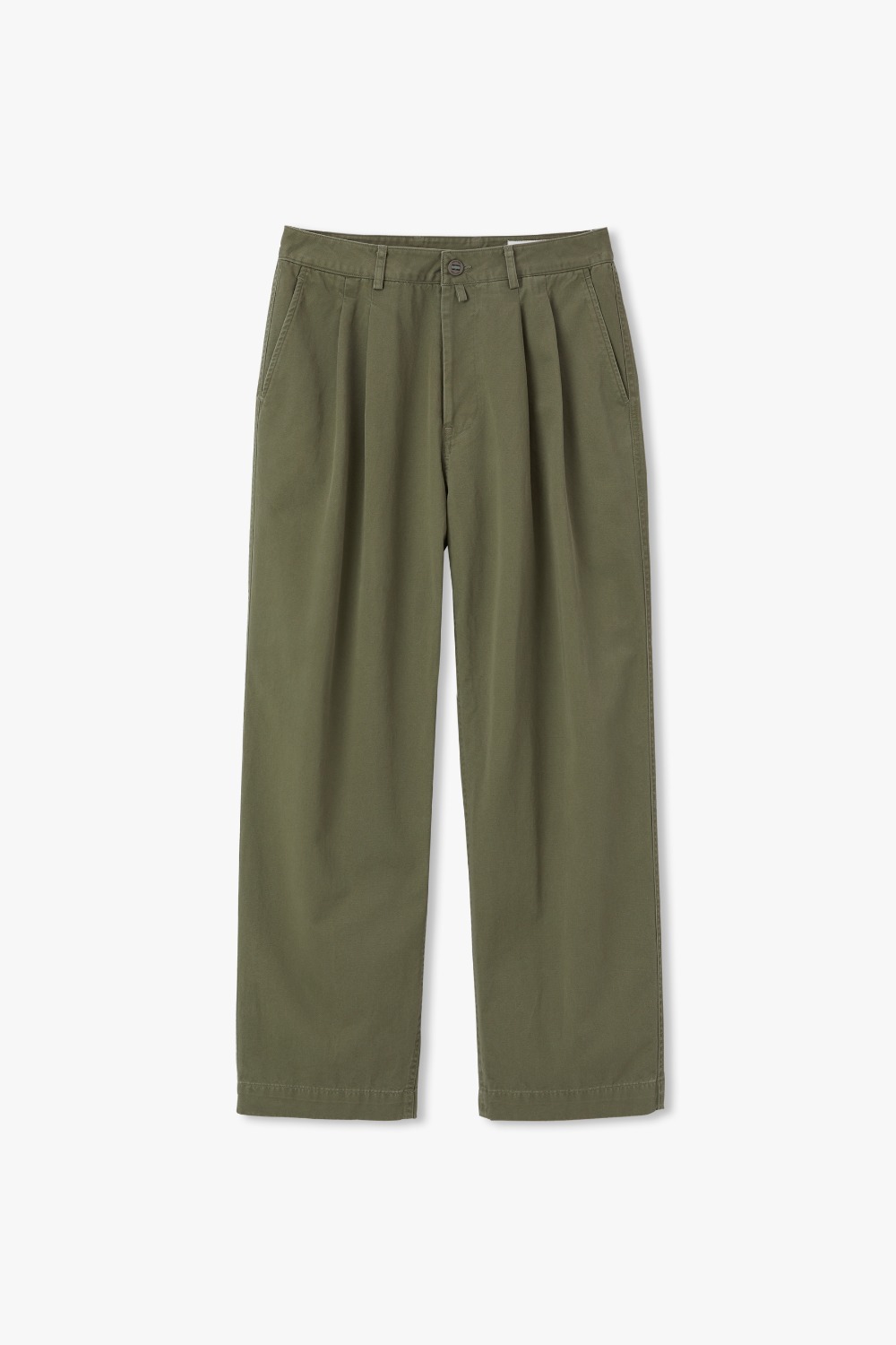 MOSS GREEN YRS Y-550 WASHED WIDE CHINO PANTS (ECP GARMENT PROCESS)