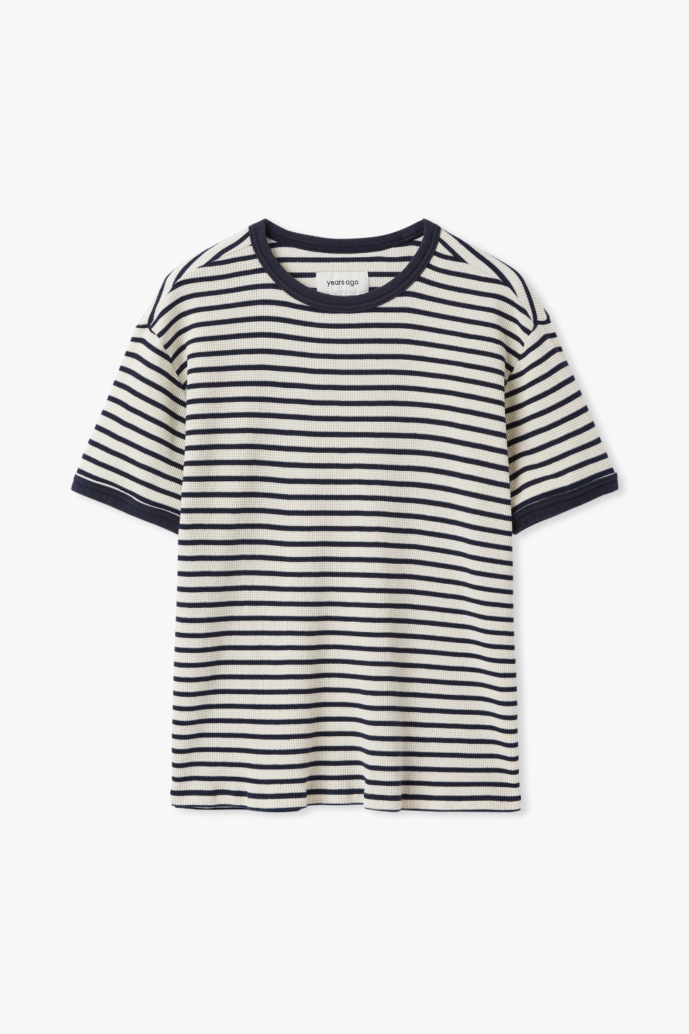 NAVY RIVI WAFFLE WASHED COTTON BASQUE T (ECP GARMENT PROCESS)